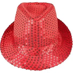 PARTY HONCHOOS Sequin Hat for Man and Women,Western Sequin Fedora Hat Bling Dance Hats (Red)-picture-44