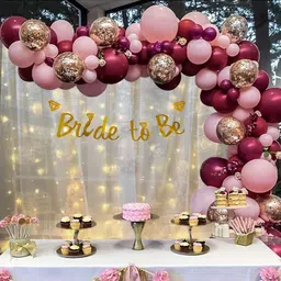 party midlinkerz Bride to Be Rose Gold Pink Balloons Decoration Kit with White Net and Led Light-picture-19