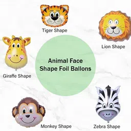 party midlinkerz Solid Jungle Theme Animal Face Balloons for Birthday Party Kids Decorations Balloon image 3