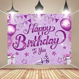 Party Propz Birthday Backdrop for Girls - Purple Happy Birthday Background (4x5 Ft) | Decoration Items for Party-picture-28