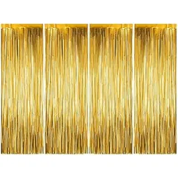 Party Propz Golden Foil Curtain for Decoration -4Pcs(3ft × 6ft Each) Gold Foil Curtain | Fringe Curtains for Decoration | Foil Curtains for Birthday Decoration, Anniversary, Bachelorette, Baby Shower-picture-19