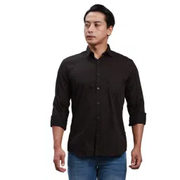 Parx Black Cotton Slim Fit Printed Shirt-picture-26