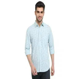 Parx Blue Cotton Slim Fit Printed Casual Shirt-picture-15