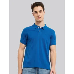 Parx Blue Regular Fit Self Pattern Polo T-Shirt-picture-12