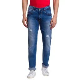Parx Blue Slim Fit Low Rise Distressed Jeans-picture-45