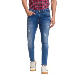 Parx Blue Slim Fit Low Rise Distressed Jeans-picture-47