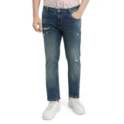 Parx Dark Blue Cotton Slim Fit Jeans-picture-40