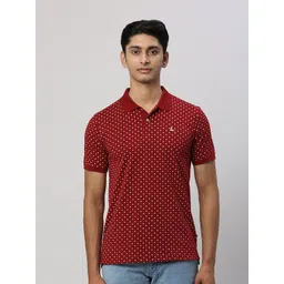 Parx Geometric Print Polo Collar Cotton T-shirt-picture-34