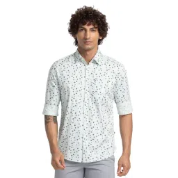 Parx Green & White Slim Fit Printed Shirt-picture-15