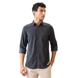 Parx Green Cotton Slim Fit Printed Casual Shirt-picture-16