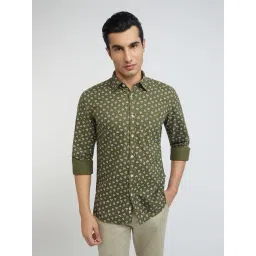 Parx Green Cotton Slim Fit Printed Shirt-picture-18