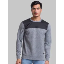Parx Grey & Black Regular Fit Colour Block Sweatshirt-picture-14