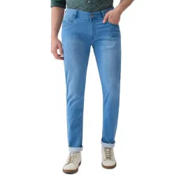 Parx Medium Blue Cotton Slim Fit Jeans-picture-19