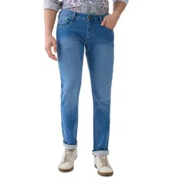 Parx Medium Blue Cotton Slim Fit Jeans-picture-35