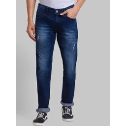 Parx Men Blue Slim Fit Low Distress Light Fade Jeans-picture-28