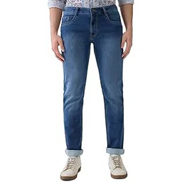 parx Men Low Rise Tapered Fit Knitted Pattern Cotton Polyester Blend Flat Front Jeans-picture-25