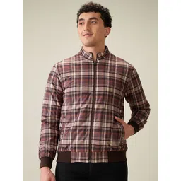 Parx Men Mock Collar Checked Bomber Jacket-picture-14
