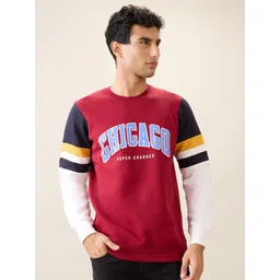 Parx Men Printed Round Neck Long Sleeves Pullover Sweatshirt-image-1