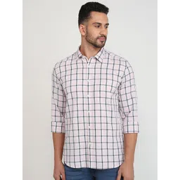 Parx Men Pure Cotton Slim Fit Checked Casual Shirt-image-24