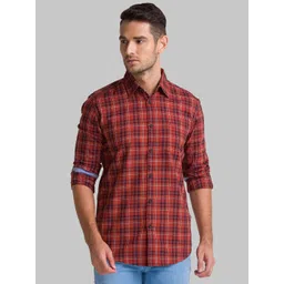 Parx Men Red Slim Fit Tartan Checks Opaque Checked Casual Shirt-image-18