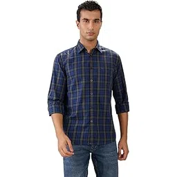 parx Men Slim Fit Checks Pattern Pure Cotton Semi Cutaway Collar Full Sleeve Casual Shirt-picture-17