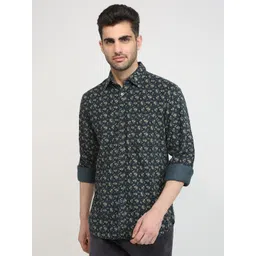 Parx Men Slim Fit Floral Printed Spread Collar Pure Cotton Casual Shirt-picture-39