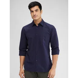 Parx Men Spread Collar Solid Cotton Slim Fit Casual Shirt-picture-30