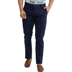 parx Men Tapered Blue Cotton Blend Trousers-picture-18