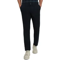 parx Men Tapered Dark Blue Cotton Blend Trousers-picture-13
