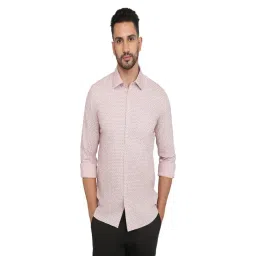 Parx Orange Cotton Slim Fit Printed Casual Shirt-picture-10