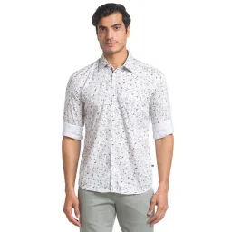 Parx White Cotton Slim Fit Printed Shirt-picture-21