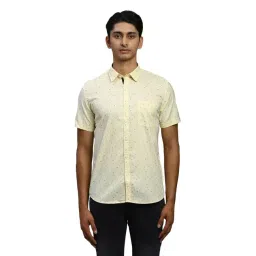 Parx Yellow Cotton Slim Fit Printed Shirt-picture-19