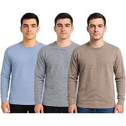 paryag Winter Thermal Top for Men in Cotton Blend | Round-Neck Men's Inner Thermal Wear | Full Sleeves and Snug Fit | Premium Thermal Vest for Men | Pack of 3-picture-45