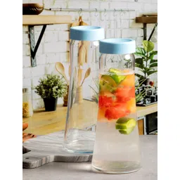 Pasabahce Set Of 2 Transparent & Blue Solid Water Bottle-picture-14