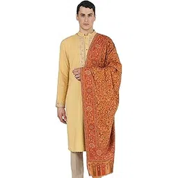 pashmal Antique Kashmiri Kani Stole with Sarvosk for Men-picture-24