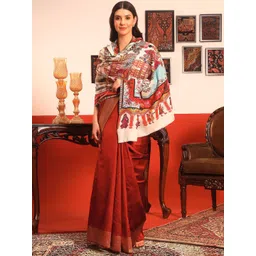 Pashmoda Ethnic Motifs Woven Design Naqqashi Pure Wool Kalamkari Shawl-picture-14