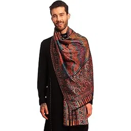 pashmoda Men Libaas Fine Wool Kaani Shawl, Authentic Kashmiri Luxury Pashmina Style Shawl, Stole, Medium Gents Lohi, (Size 40x80 Inches)-picture-22