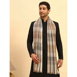Pashmoda Men Woven Design Checked Stole-picture-21