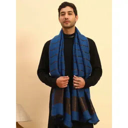 Pashmoda Men Woven Design Reversible Wool Stole-picture-16