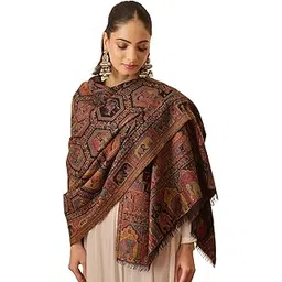 pashmoda Women Darbari Kaani Wool Blend Kashmiri Shawl (Size: 40x80in, 101x203cm)-picture-45