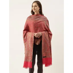 Pashmoda Women Pink Woven Design Jamawar Shawl-picture-37
