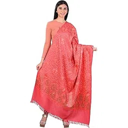 pashmoda Women's 100% Pure Wool Swarosvki Crystal Shawl with Heavy Aari Embroidery Shawl, Luxury Paisley Design Shawls, Stoles, Wraps-picture-11