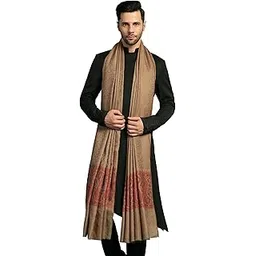pashtush Mens Extra Fine Wool Shawl, Paisley Design, Taupe-picture-44