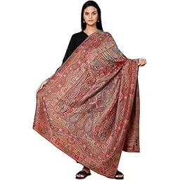 pashtush Womens Extra Fine Wool Shawl, Ethnic Weave Design, maroon-picture-41