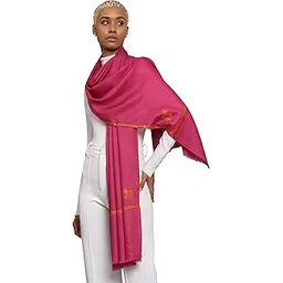 pashtush Womens Extra Fine Wool Stole, Kashmiri Hand Embroidery, Kingri Design, Majenta-picture-12