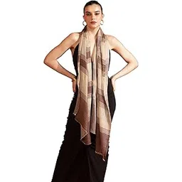 pashtush Womens Extra Fine Wool Stole, Twilight Collection, Shimmery Weave Design, Espresso Brown-picture-15