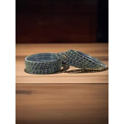 Pasovi Black Glass Artificial Stones & Beads Bangle image 3