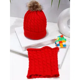 PASSION PETALS Kids Self Design Woollen Beanie With Scarf-picture-19