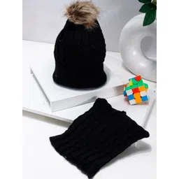 PASSION PETALS Kids Self Design Woollen Beanie With Scarf-picture-16