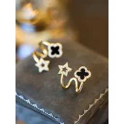 PASU FASHION Artificial Stones Studded Enamelled Star Shaped Studs-picture-12